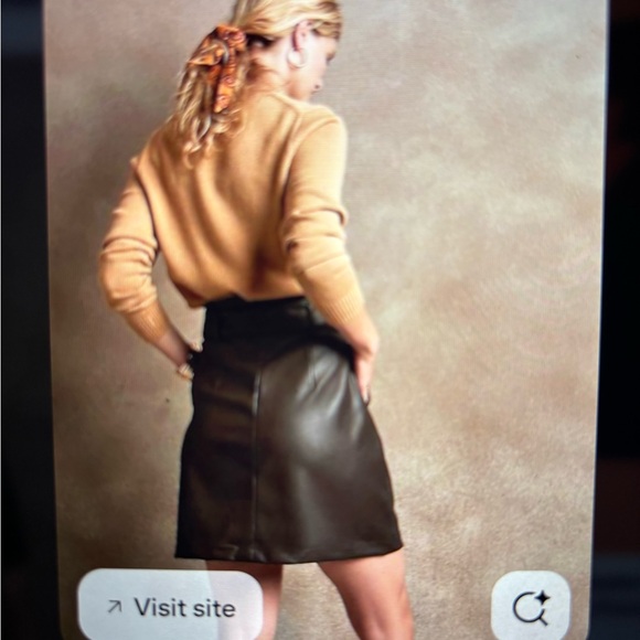 NWT Banana Republic Vegan Soft Brown Leather Skirt Machine Wash Size 10 Pockets - Picture 3 of 5